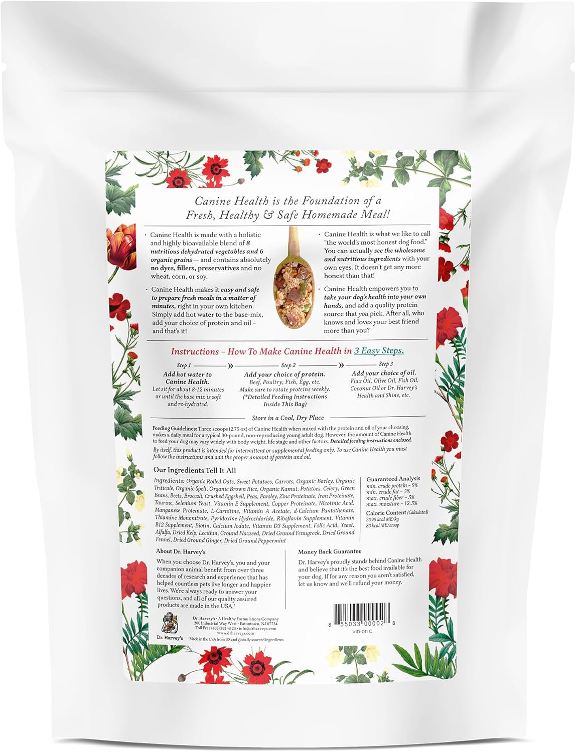 Canine Health Miracle Dog Food, Human Grade Dehydrated Base Mix for Dogs with 9 Vegetables and 6 Organic Whole Grains (5 Pounds)