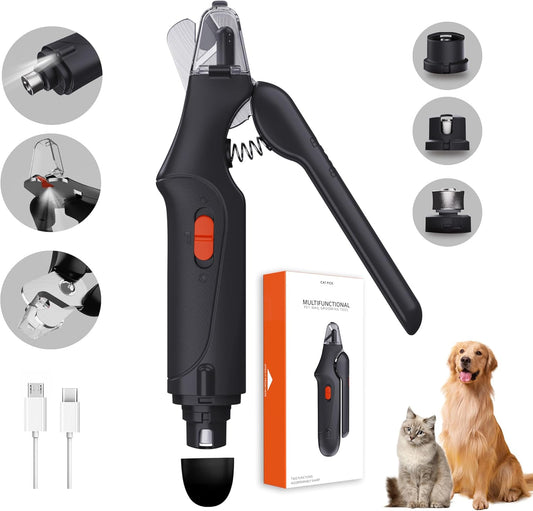 2-In-1 Cat Nail Clippers & Dog Nail Clippers Trimmers for Large Medium Small Dogs Cats Claw Trimmer Quick Sensor and Safety Guard USB Rechargeable with 2 LED Lights Dogs Nail Trimmer