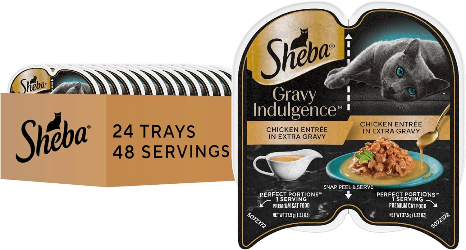 Gravy Indulgence Adult Wet Cat Food Chicken Entree in Extra Gravy, 2.6 Oz. Twin-Pack Trays (24 Count, 48 Servings)