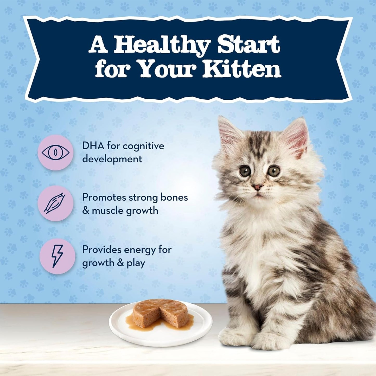 Baby BLUE Natural Kitten Wet Cat Food, Healthy Growth Formula with DHA, Chicken Recipe Multi-Pack, 3-Oz Cans (24 Count)