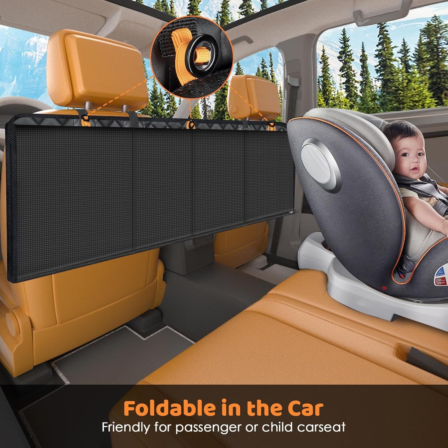 Back Seat Extender for Dogs - Hard Bottom Dog Car Seat Cover with 1PC Leak-Proof Pee Pad, Foldable Dog Hammock for Car, SUV, and Truck, Pet Rear Seat Protector Dogs Travel Bed with Mesh Window