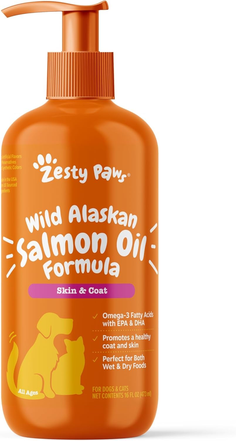 Wild Alaskan Omega-3 Blend Pollock + Salmon Oil for Dogs and Cats- Skin and Coat Support, Omega 3 Supplement for Pets, 16Oz