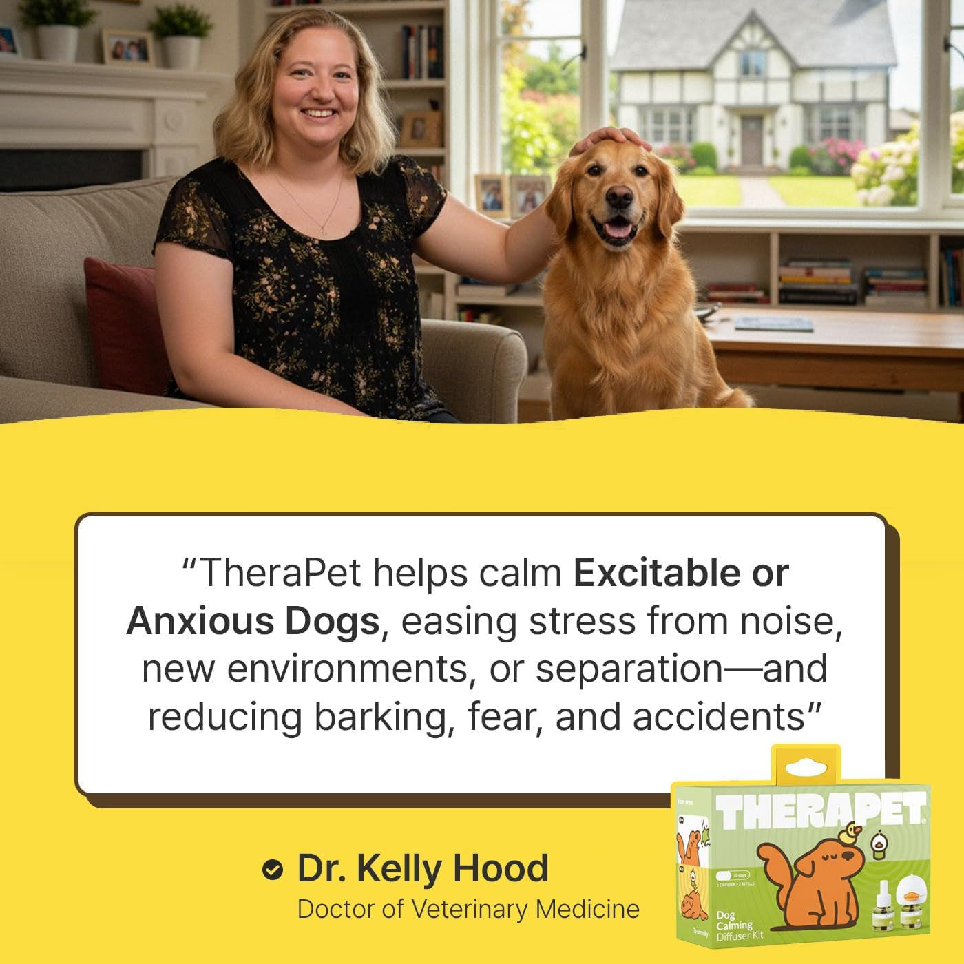 Therapet MD Dog Calming Diffuser - Pheromone Diffuser for Dogs Indoor Behavior Support, Anxiety Aid, 60 Day Long Lasting Refill Kit, Natural Formula