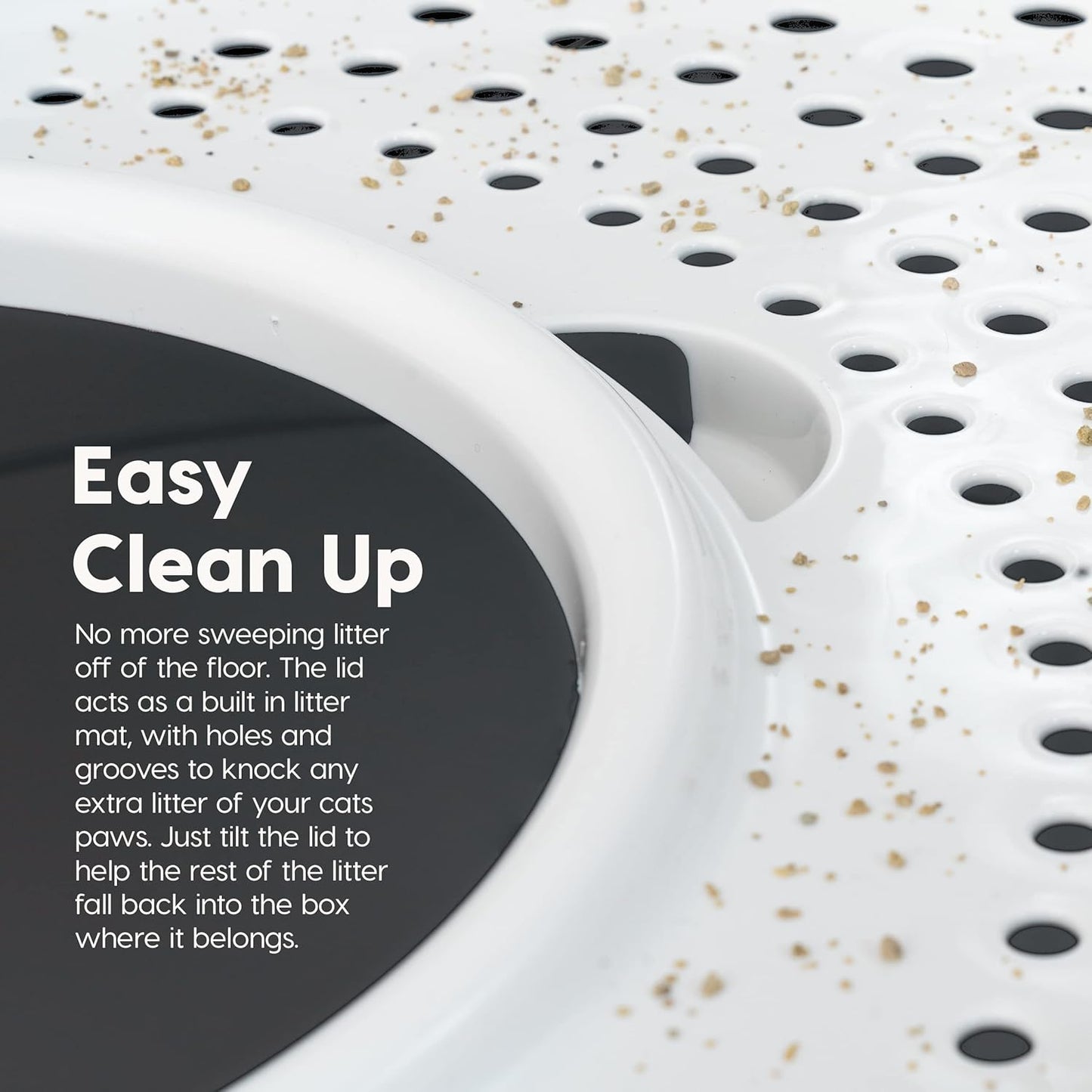 USA Top Entry Cat Litter Box, Large Enclosed with Litter Catching Lid and Scoop, Dog Proof, Cat Litter Box, Gray/White