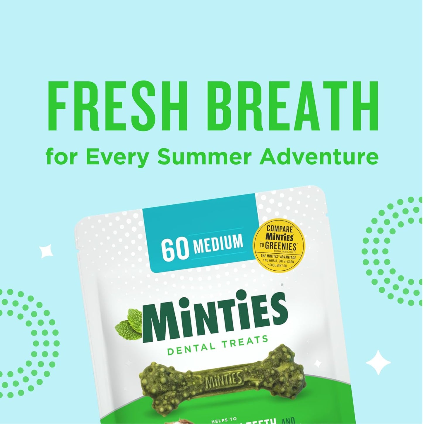 Dental Chews for Dogs, 40 Count, Vet-Recommended Mint-Flavored Dental Treats for Medium Dogs 25-50 Lbs, Dental Bones Clean Teeth, Fight Bad Breath, and Removes Plaque and Tartar