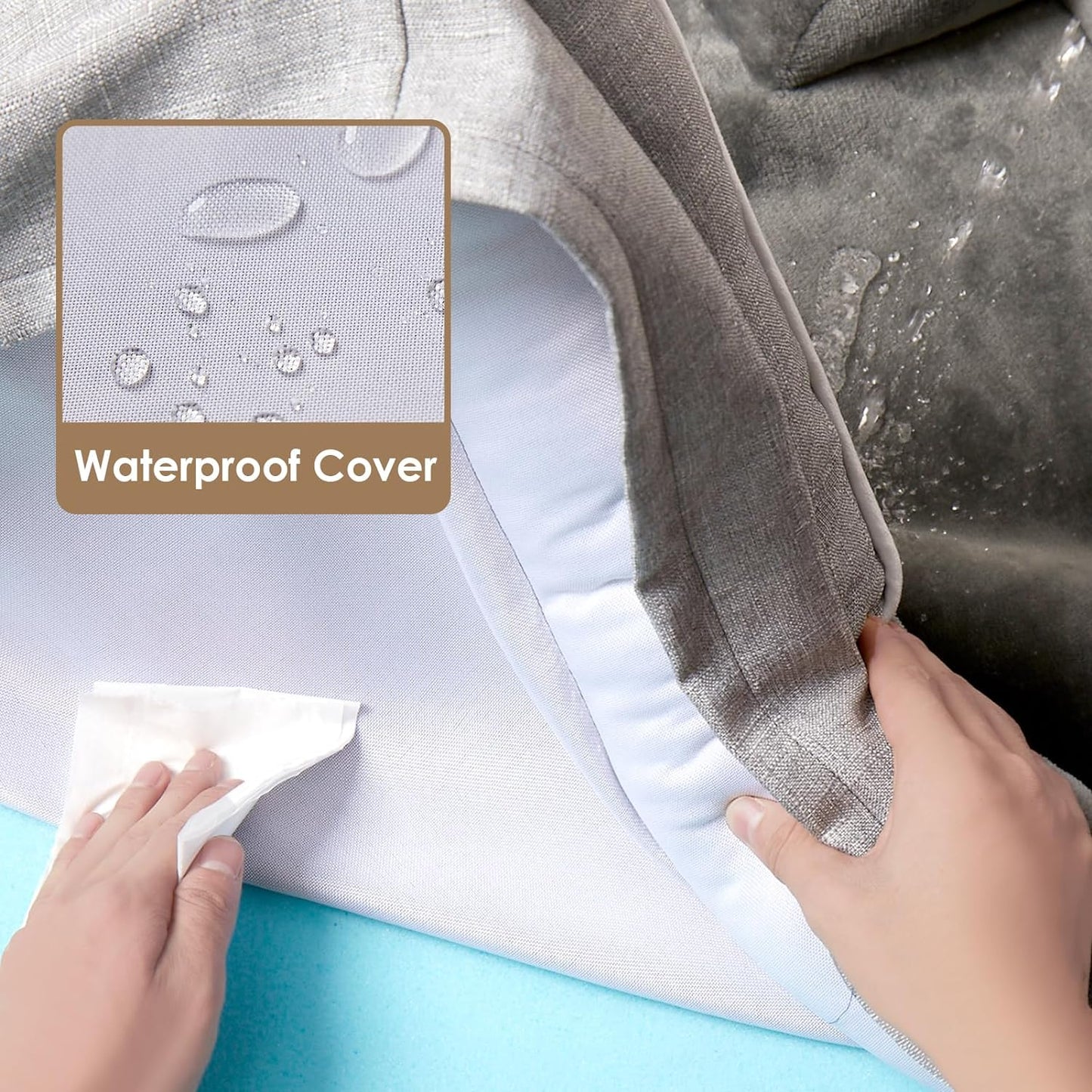 Orthopedic Dog Beds for Large Dogs, Waterproof Memory Foam Large Dog Bed with Sides, Non-Slip Bottom and Egg-Crate Foam Pet Couch Bed with Washable Removable Cover, Grey