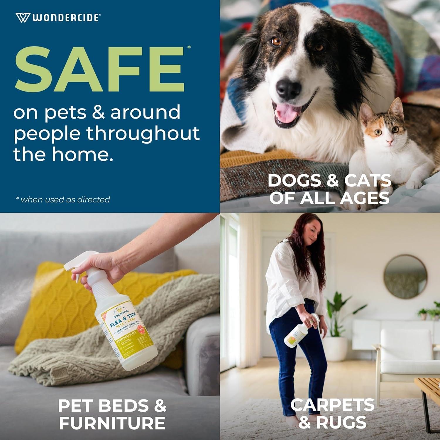 - Flea, Tick & Mosquito Spray for Dogs, Cats, and Home - Flea and Tick Killer, Control, Prevention, Treatment - with Natural Essential Oils - Pet and Family Safe - Lemongrass 32 Oz