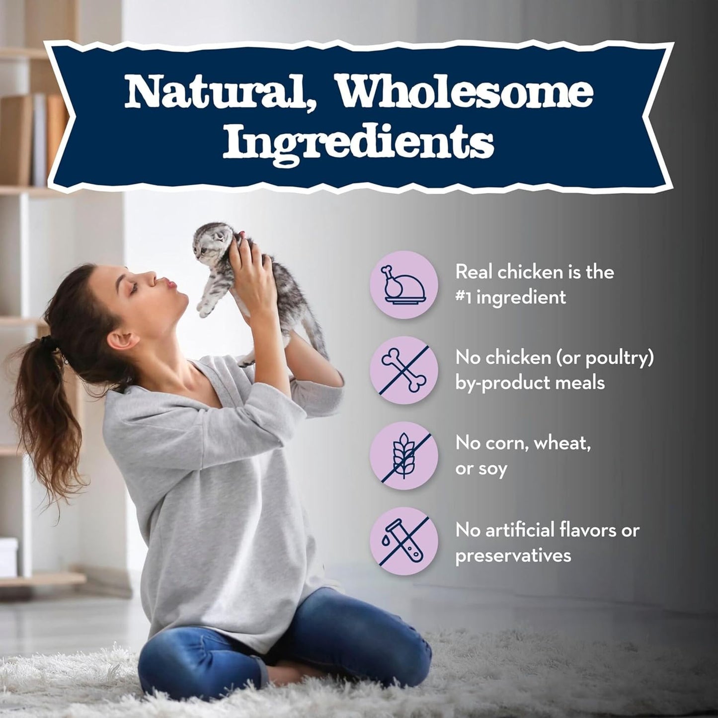 Baby BLUE Natural Kitten Wet Cat Food, Healthy Growth Formula with DHA, Chicken Recipe Multi-Pack, 3-Oz Cans (24 Count)