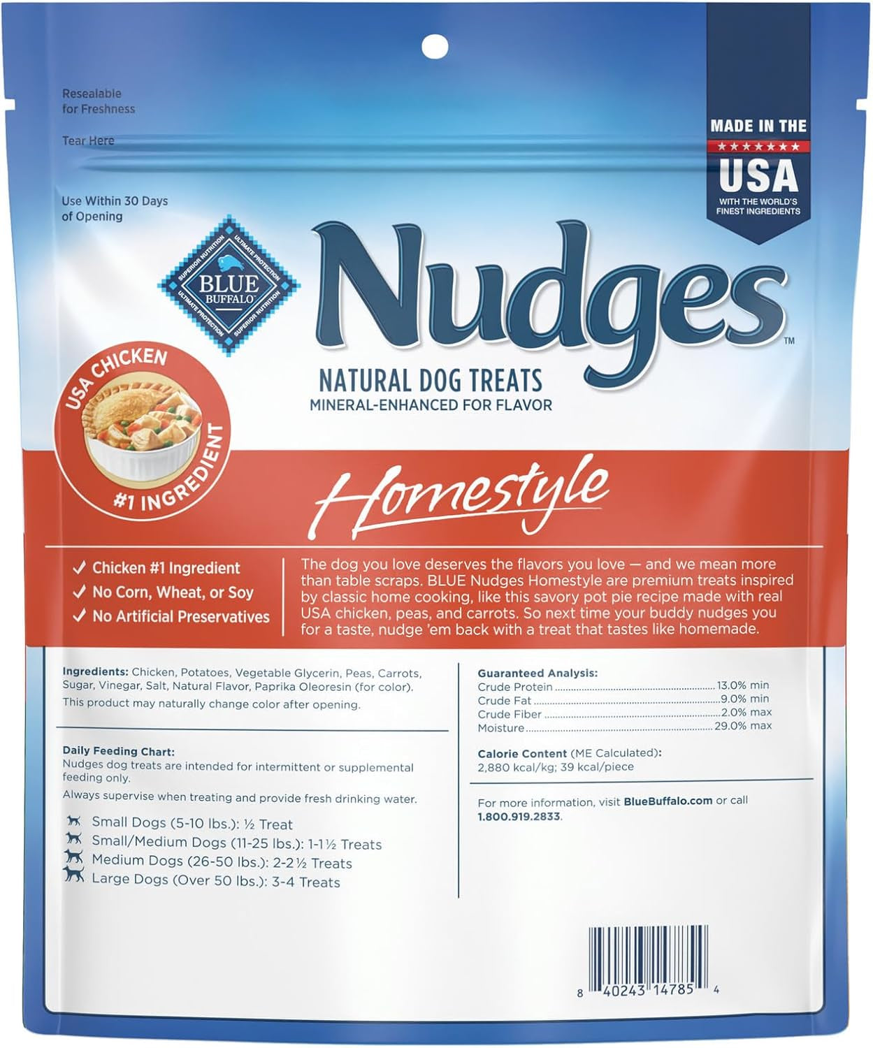 Nudges Homestyle Natural Dog Treats, Made in the USA with Real Chicken, Peas, and Carrots, 16-Oz. Bag