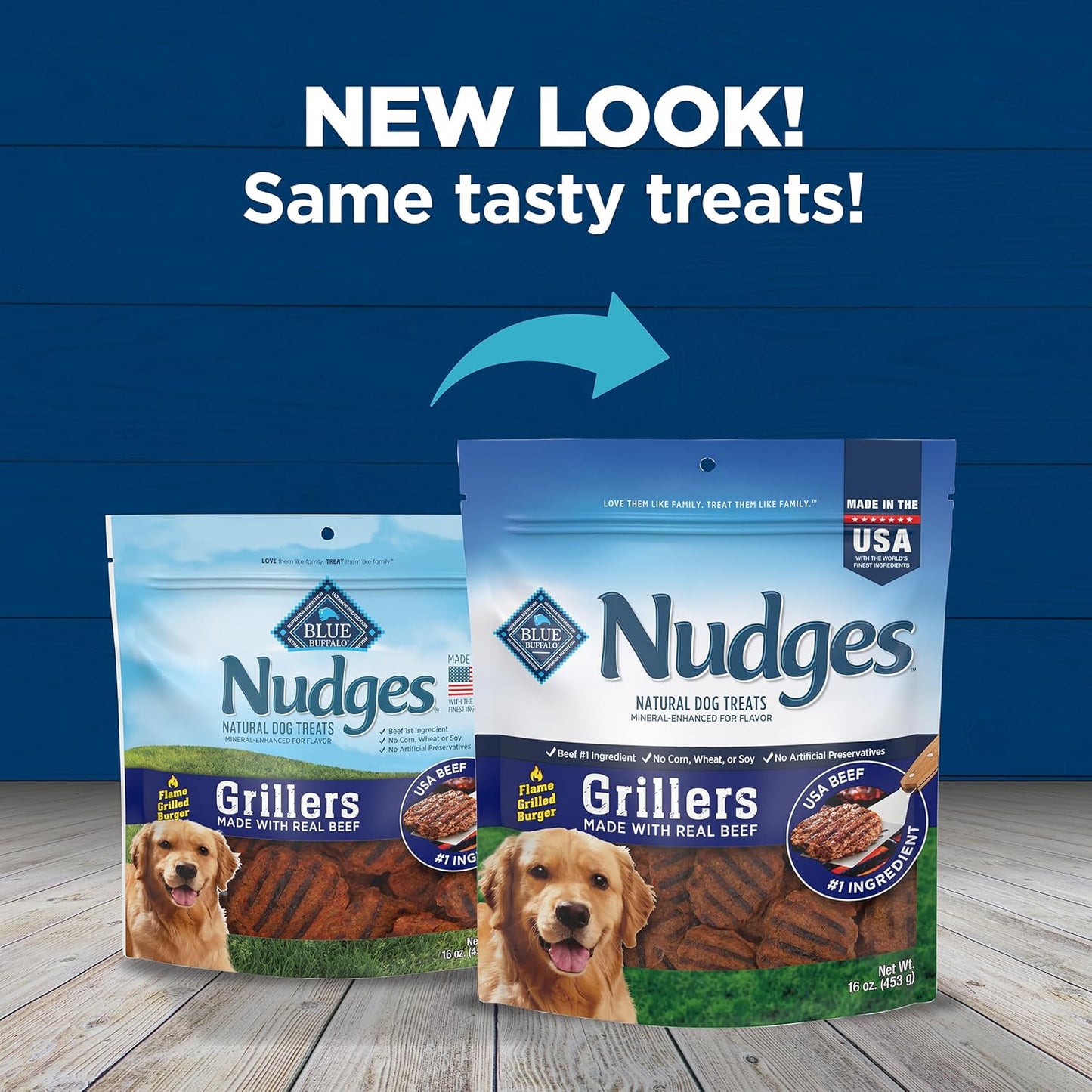 Nudges Grillers Natural Dog Treats, Beef, 16Oz