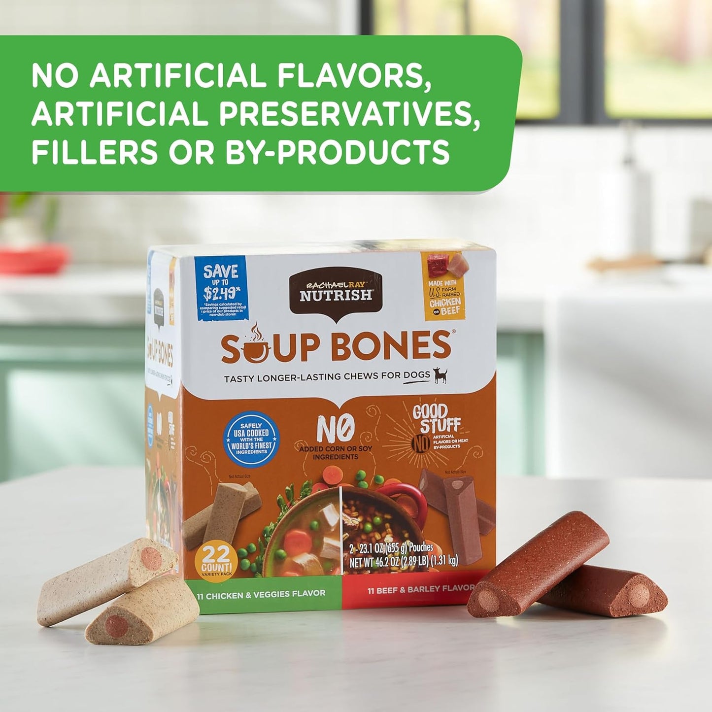 Rachael Ray Soup Bones Long Lasting Dog Chews Variety Pack, 22 Count (Pack of 1)