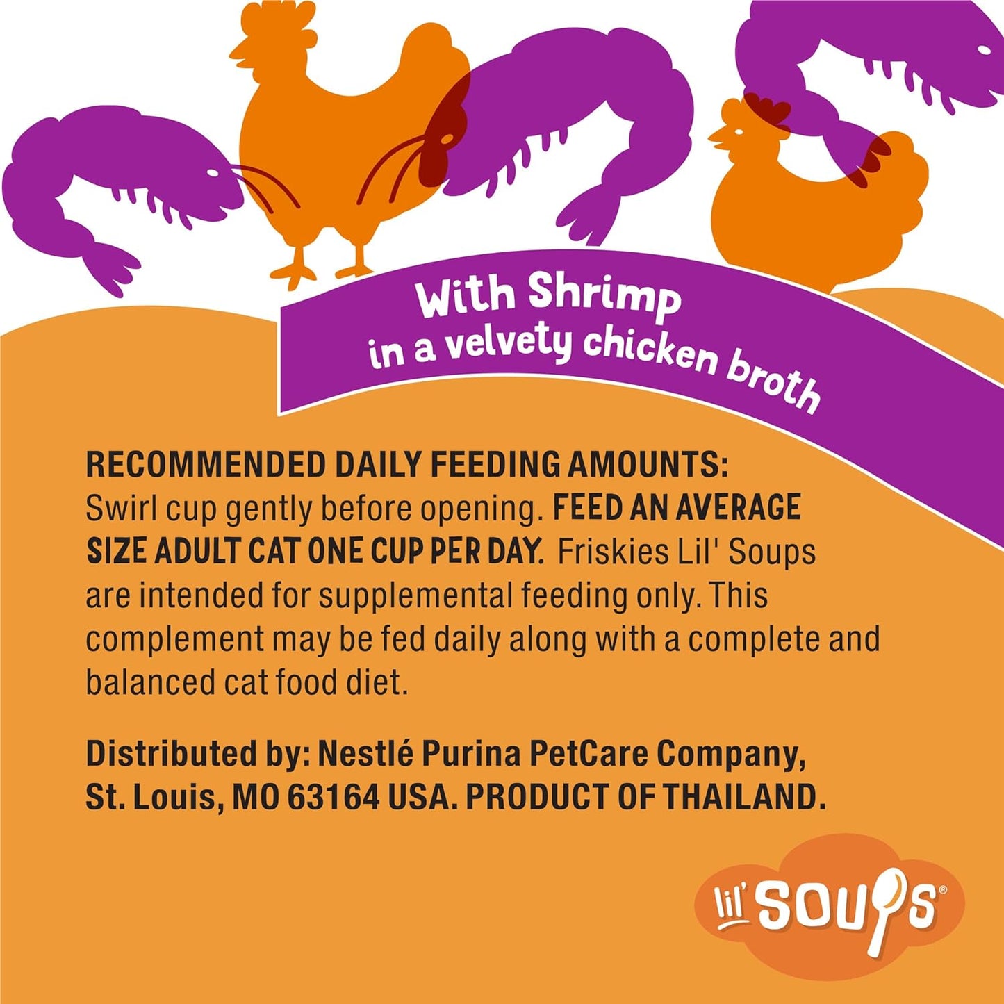 Purina Grain Free Lickable Cat Food Toppers Lil’ Soups with Shrimp in a Velvety Chicken Broth - (Pack of 8) 1.2 Oz. Cups