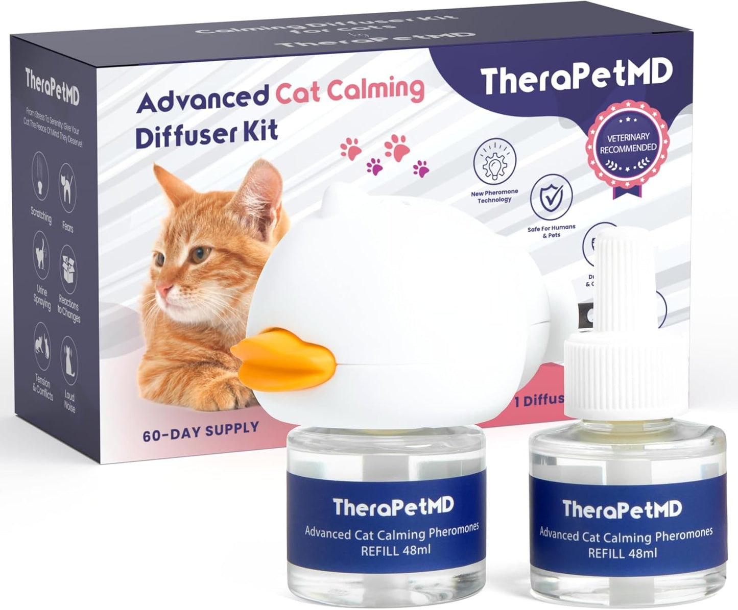 - Cat Calming Diffuser Pheromone Kit - Multi Cat Anxiety Relief Stress Reduction Plugin 700 Sq Ft Coverage Vet Recommended.