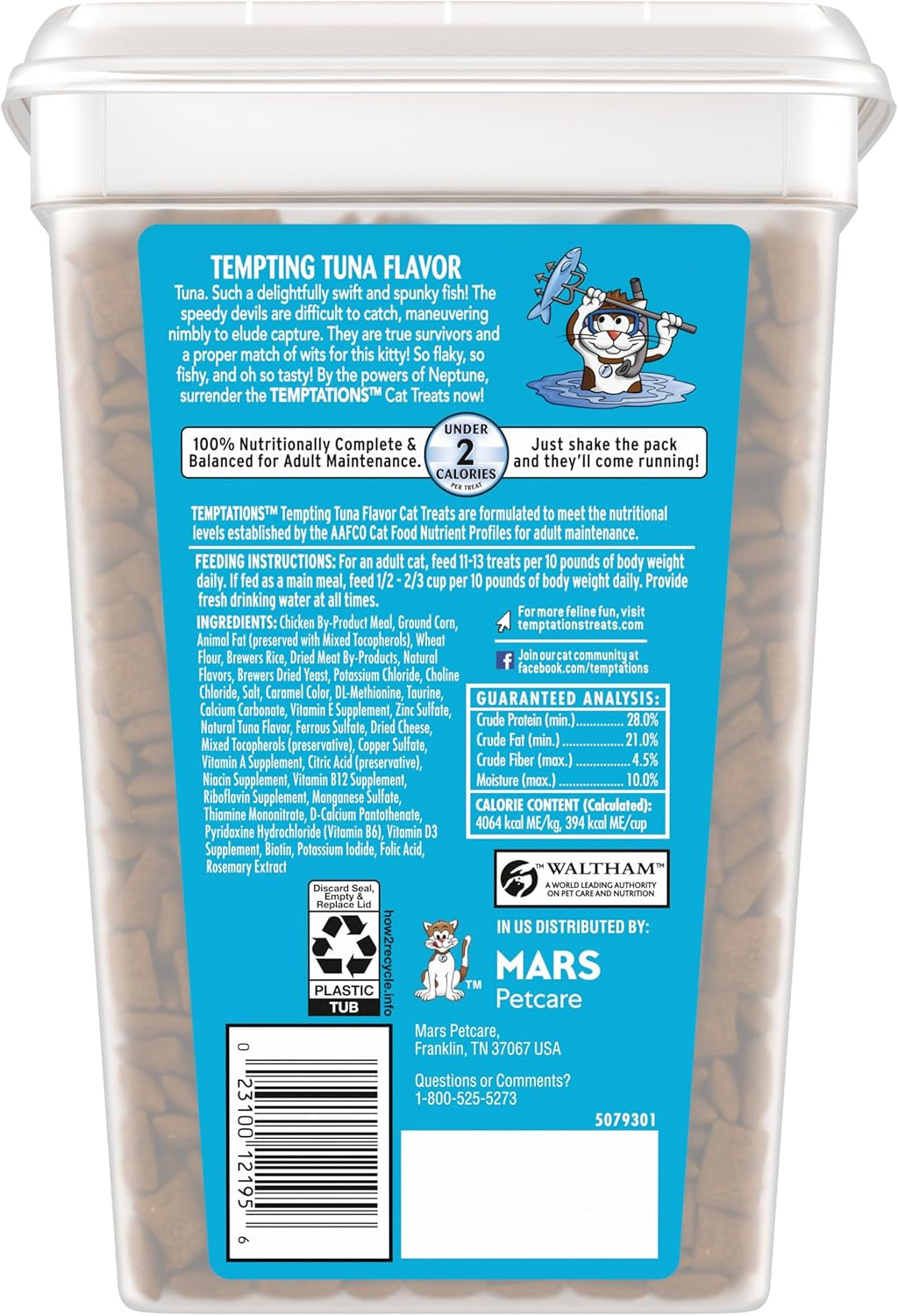 Classic Crunchy and Soft Cat Treats Tempting Tuna Flavor, 30 Oz. Tub