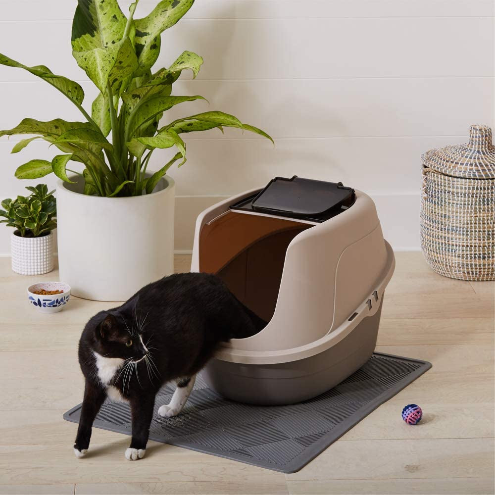 No-Mess Hooded Enclosed Cat Litter Box, Large, Multicolor, 24 in X 18 in X 17 In