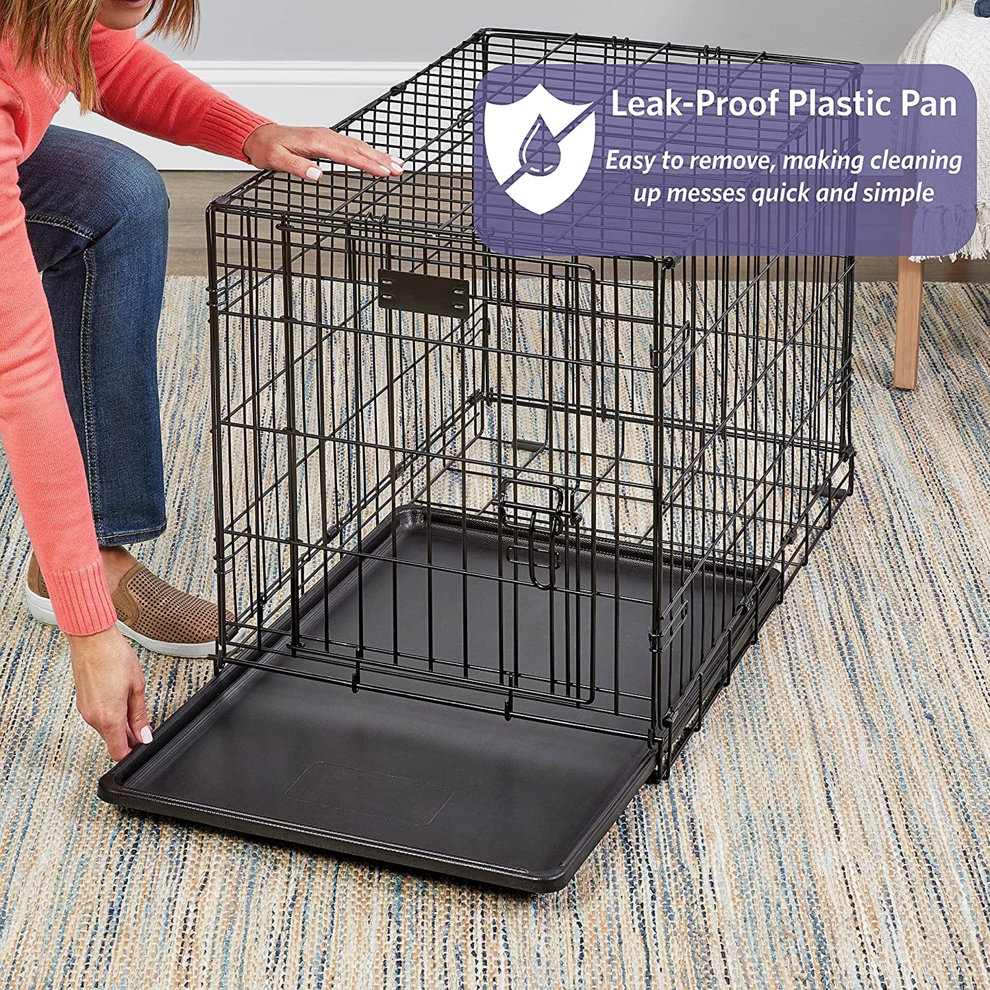 24-Inch Icrate Folding Dog Crate with Divider Panel, Leak-Proof Tray & Secure Latches – Metal Wire Kennel for Small Breeds – Portable, Durable & Easy to Assemble