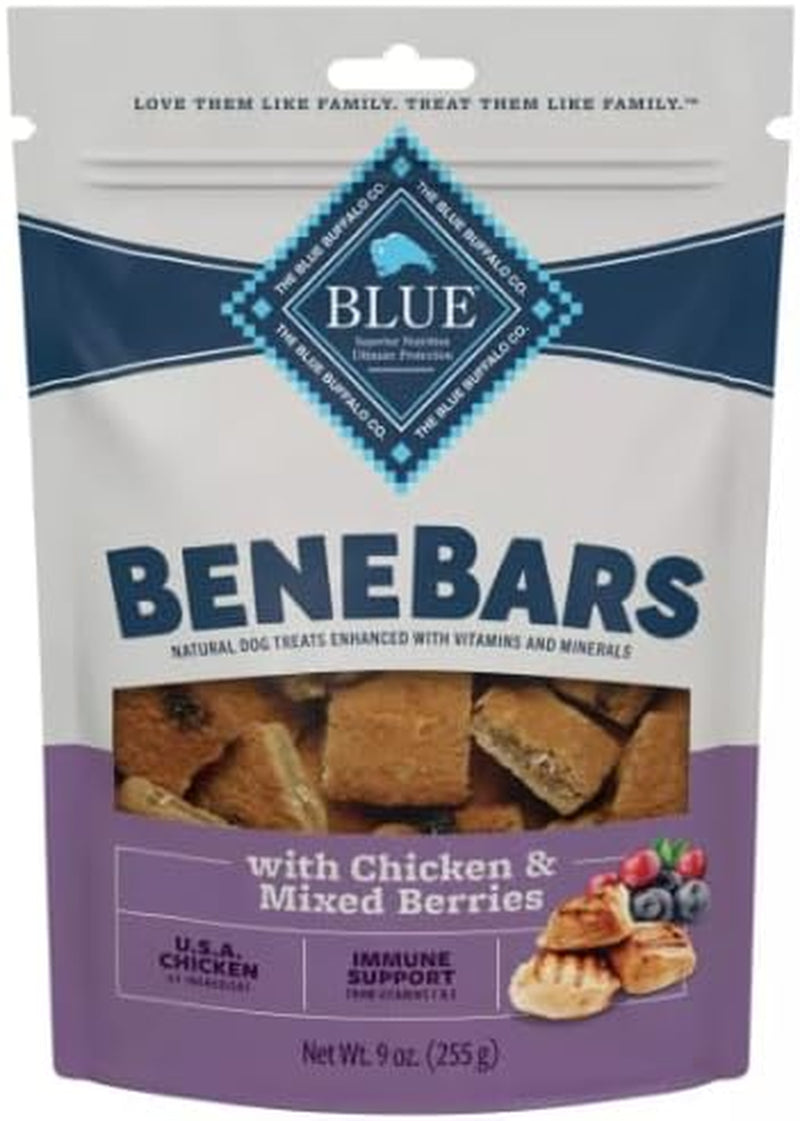 Benebars Immune Support Dog Treats with Vitamins C & E, Made with Natural Ingredients, USA Chicken & Mixed Berries, 9-Oz. Bag