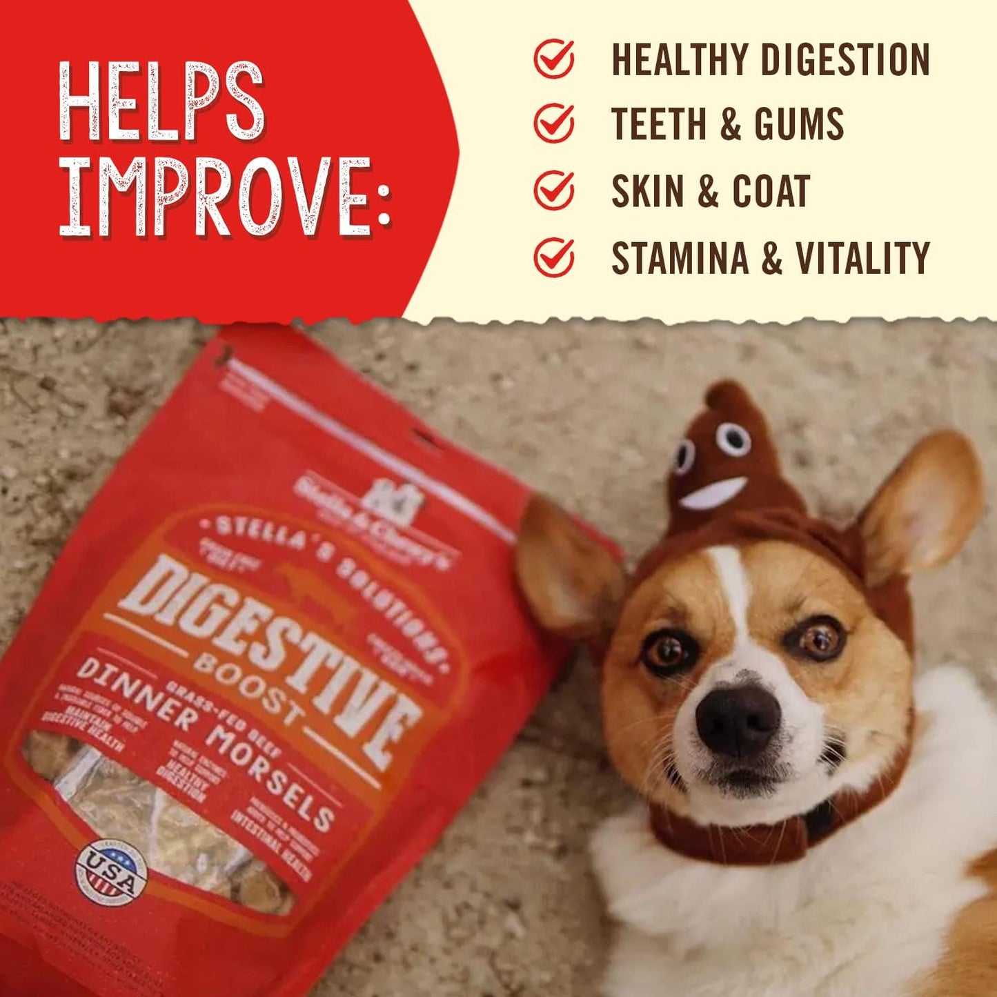Freeze-Dried Raw Dog Food for Digestive Health - Grass-Fed Beef Dinner Morsels - Natural Solution for Sensitive Stomach, Gas & Firm Stools - Premium Raw Nutrition - 13Oz