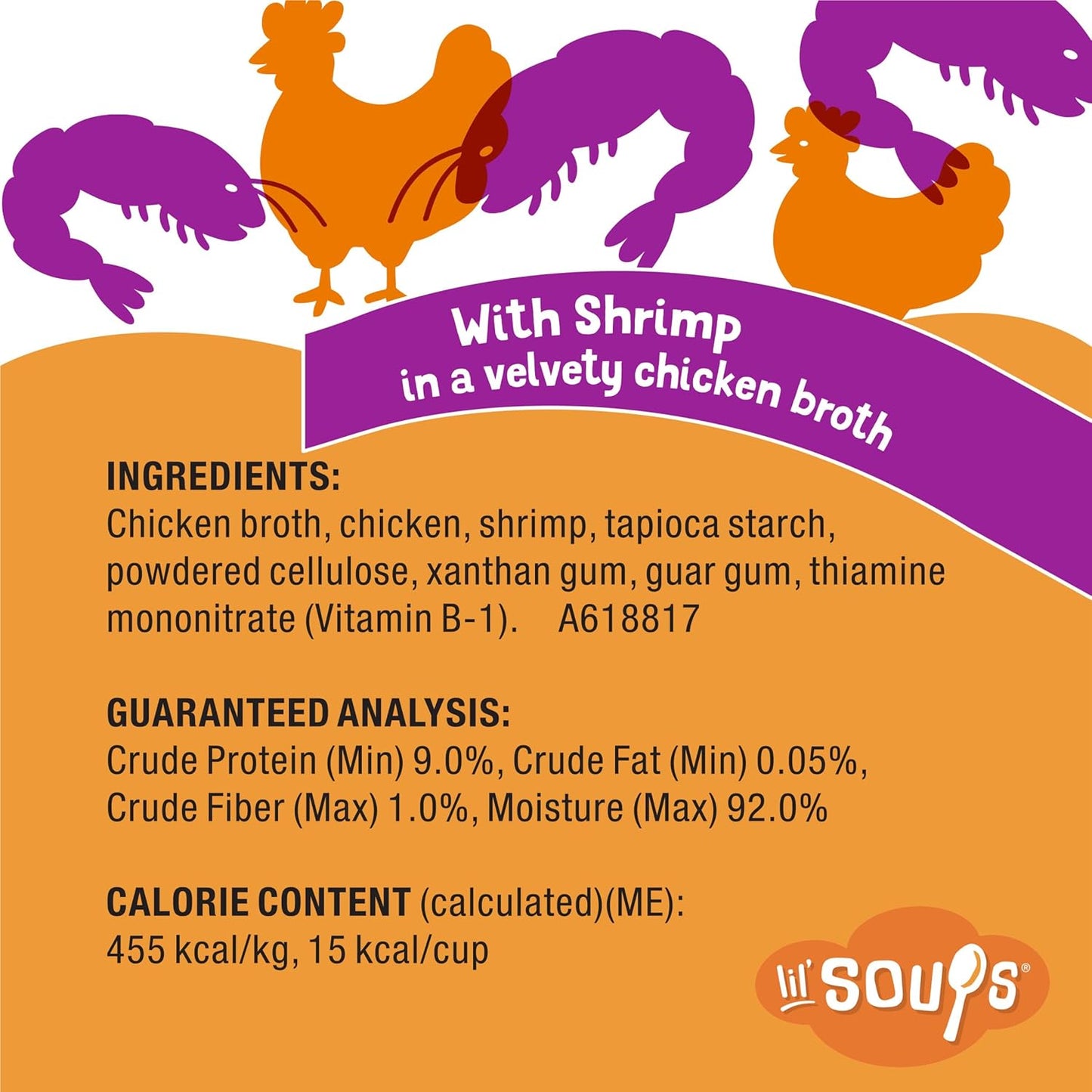 Purina Grain Free Lickable Cat Food Toppers Lil’ Soups with Shrimp in a Velvety Chicken Broth - (Pack of 8) 1.2 Oz. Cups