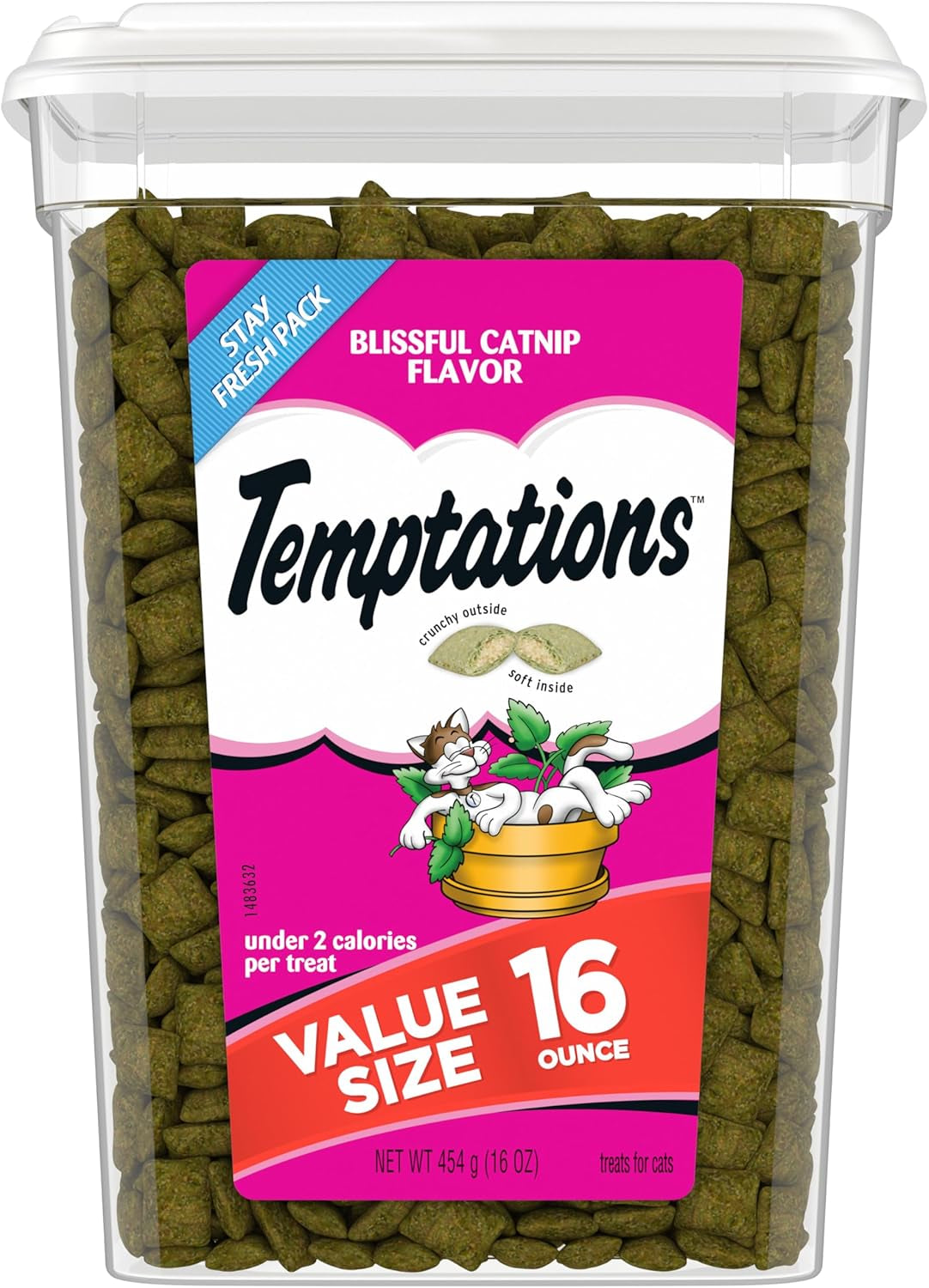 Classic Crunchy and Soft Cat Treats Blissful Catnip Flavor, 16 Oz. Tub