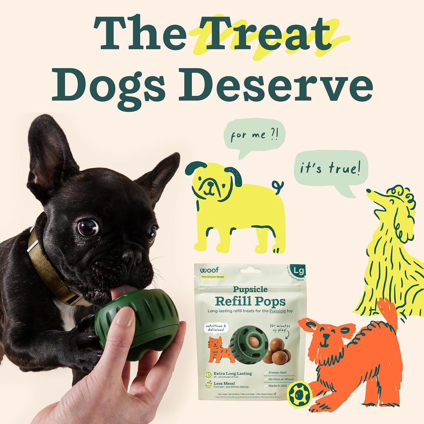 Pupsicle Chicken Refill Pops, Delicious Long Lasting Dog Treats, Wholesome Ingedients, Pre-Made Large Pupsicle Refills Pops- for Dogs 25-75 Lbs - 7 Count