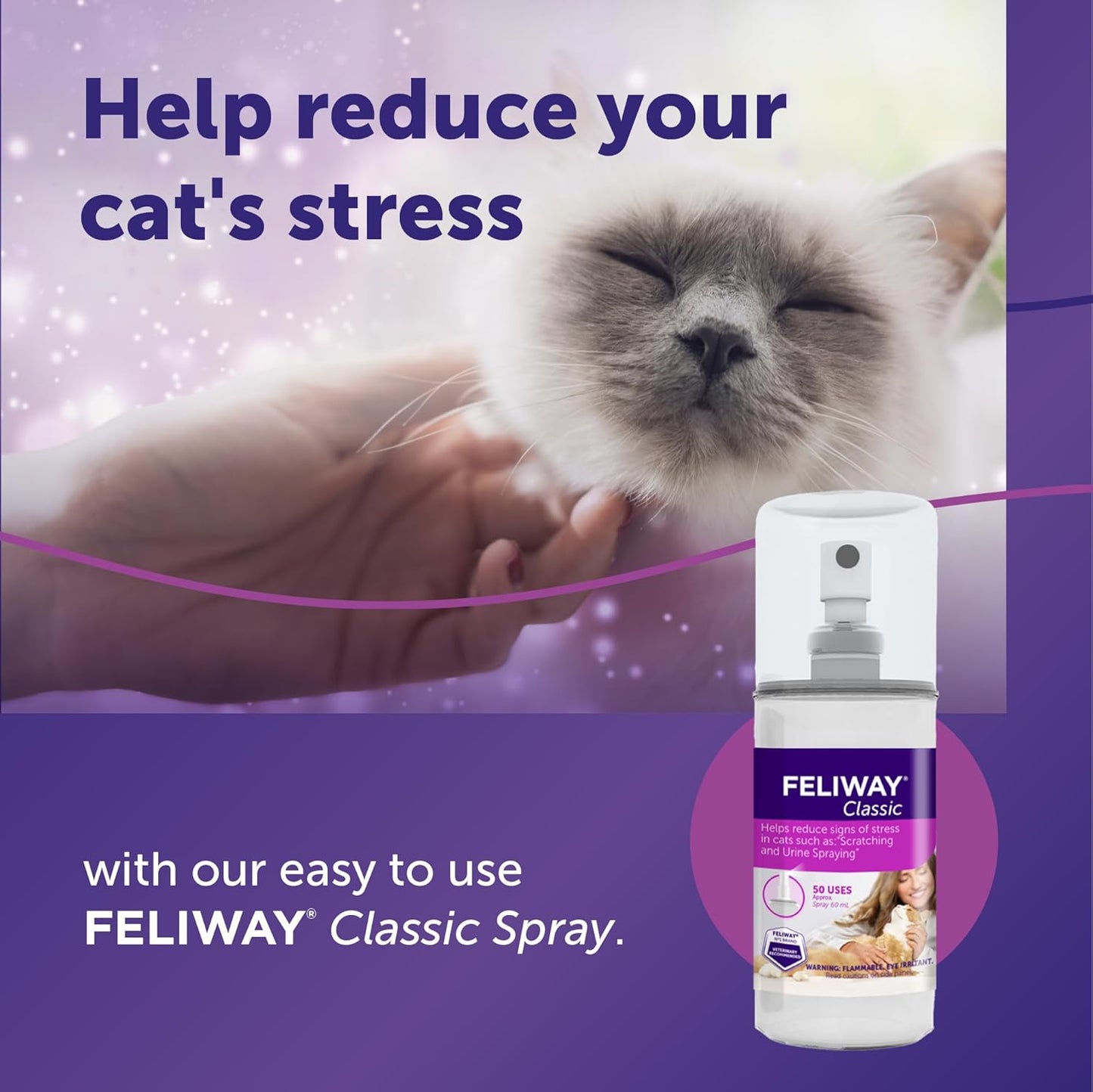 ® Classic Cat Calming Spray, 60Ml - Comforts Cats at Home and on the Go and Helps to Calm during Travel