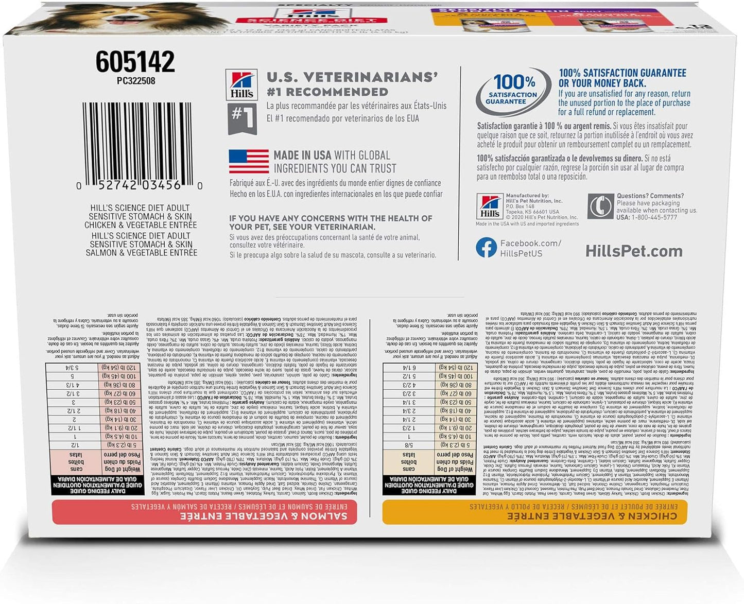 Adult 1-6 Sensitive Stomach & Skin Wet Dog Food Variety Pack: Chicken & Vegetable; Salmon & Vegetable Loaf, 12.8 Oz. Cans, 12-Pack