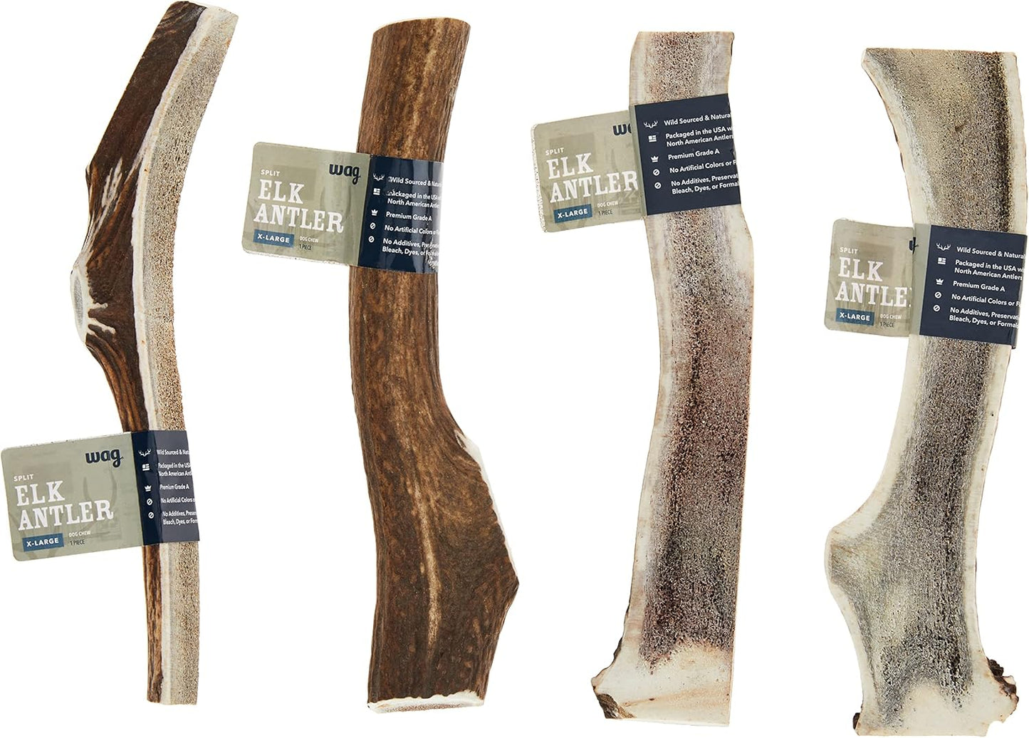 Amazon Brand - Split Elk Antler, Naturally Shed, Long Lasting for Aggressive Chewers, X-Large (Best for Dogs over 45 Lbs)