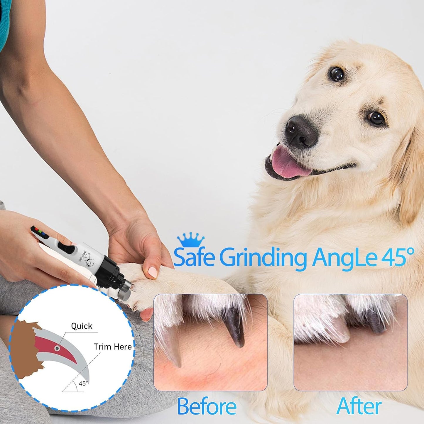 Silent Groom Pro Nail Grinder, 2025 New Dog Nail Trimmer, USB Rechargeable Pet Nail Grinder, Dog Nail Trimmers, Pet Paws Grooming Smoothing Tool
