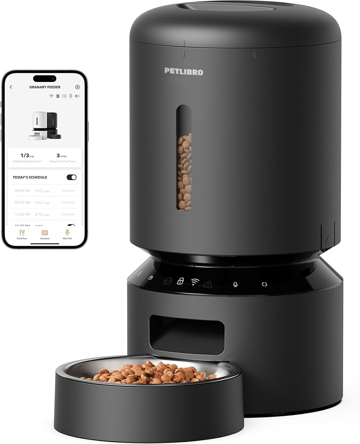 Automatic Cat Feeder, 5G Wifi Automatic Dog Feeder with Freshness Preservation, 5L Timed Cat Feeder with Low Food Sensor, up to 10 Meals per Day, Granary Pet Feeder for Cats, Black