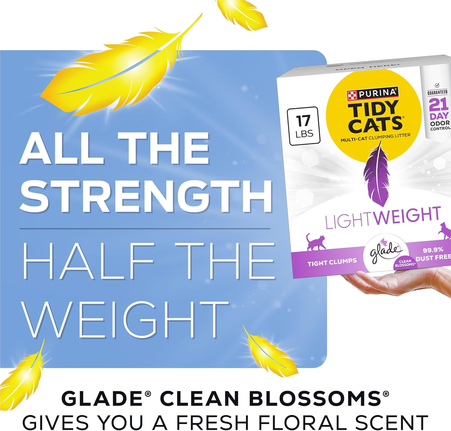 Purina Lightweight with Glade Clean Blossoms Multi-Cat, Clumping, Low Dust, Scented Cat Litter - 17 Lb. Box