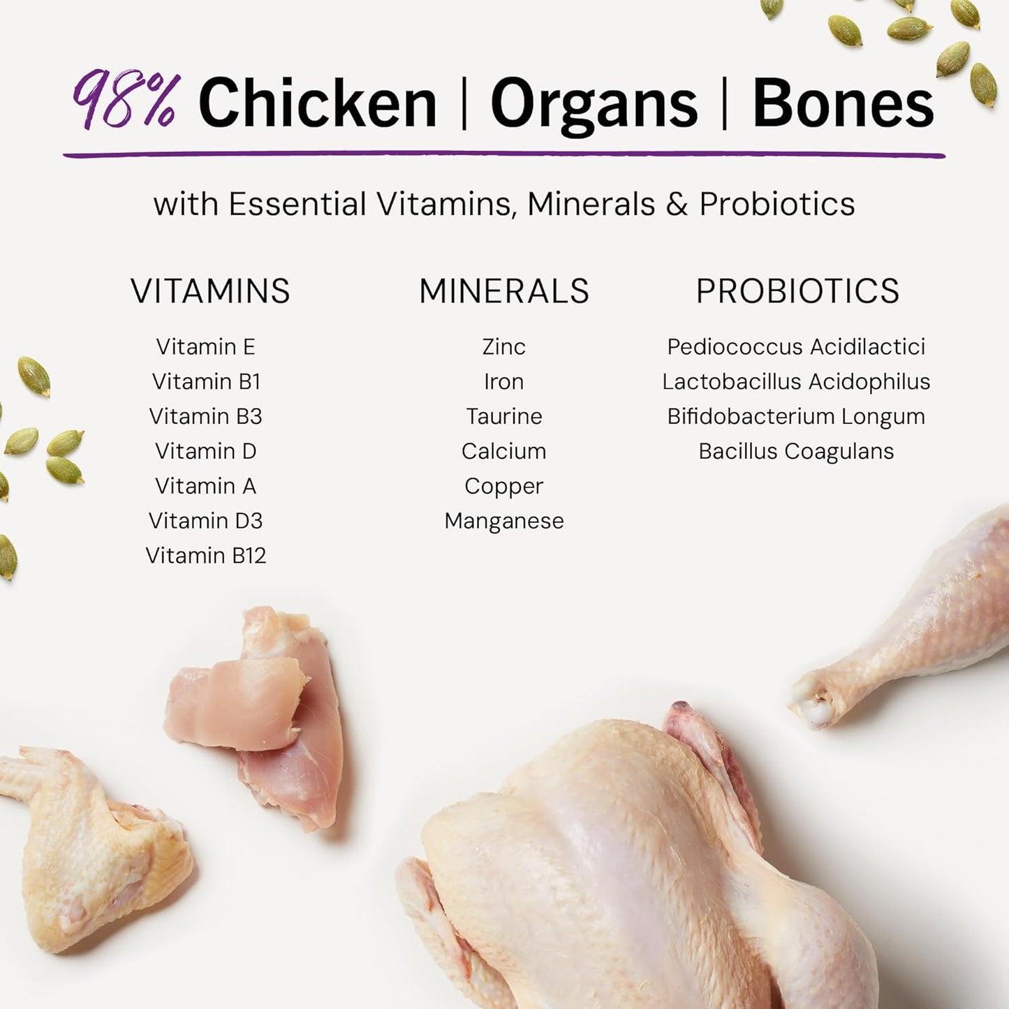 Freeze-Dried Raw Cat Dinner Morsels - Premium Chicken Recipe with 98% Cage-Free Meat & Organs - Natural Grain-Free Cat & Kitten Food - Made in USA - 18 Oz