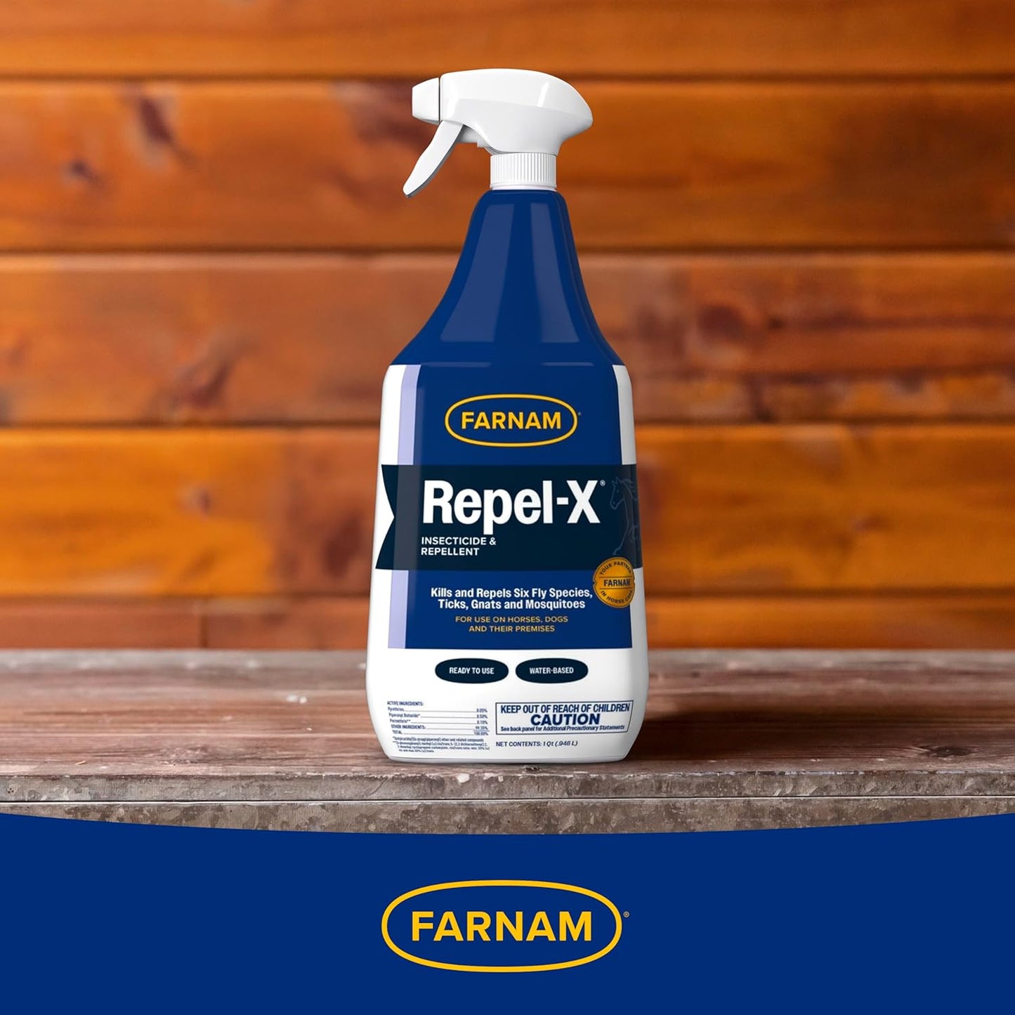 Repel-X Ready-To-Use Fly Spray, Insecticide and Repellent for Horses and Dogs, 32 Fluid Ounces, 1 Quart Bottle with Trigger Sprayer
