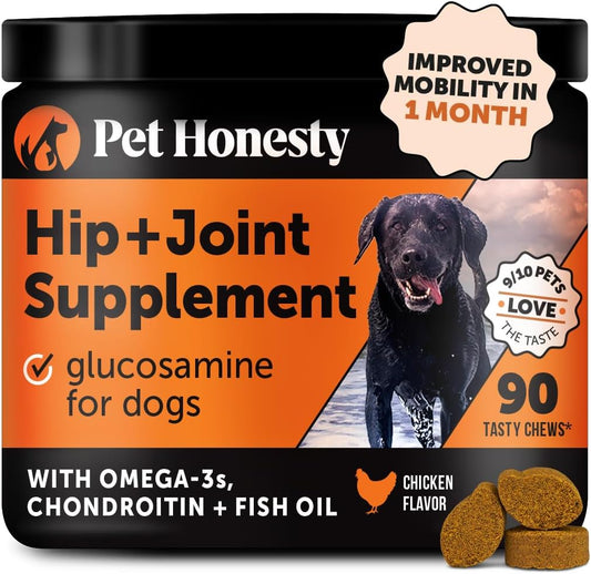 Hip & Joint Health Soft Chews for Dogs, Joint Supplement with Glucosamine Chondroitin, MSM, Turmeric, Joint Support + Mobility, May Reduce Occasional Discomfort (Chicken 90 Count)