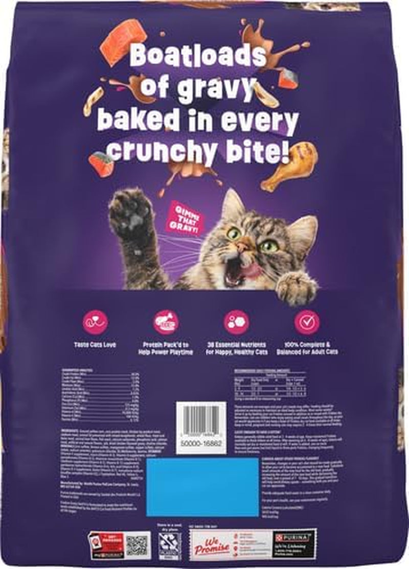 Purina Dry Cat Food Gravy Swirl'D with Flavors of Chicken, Salmon and Gravy - 16 Lb. Bag