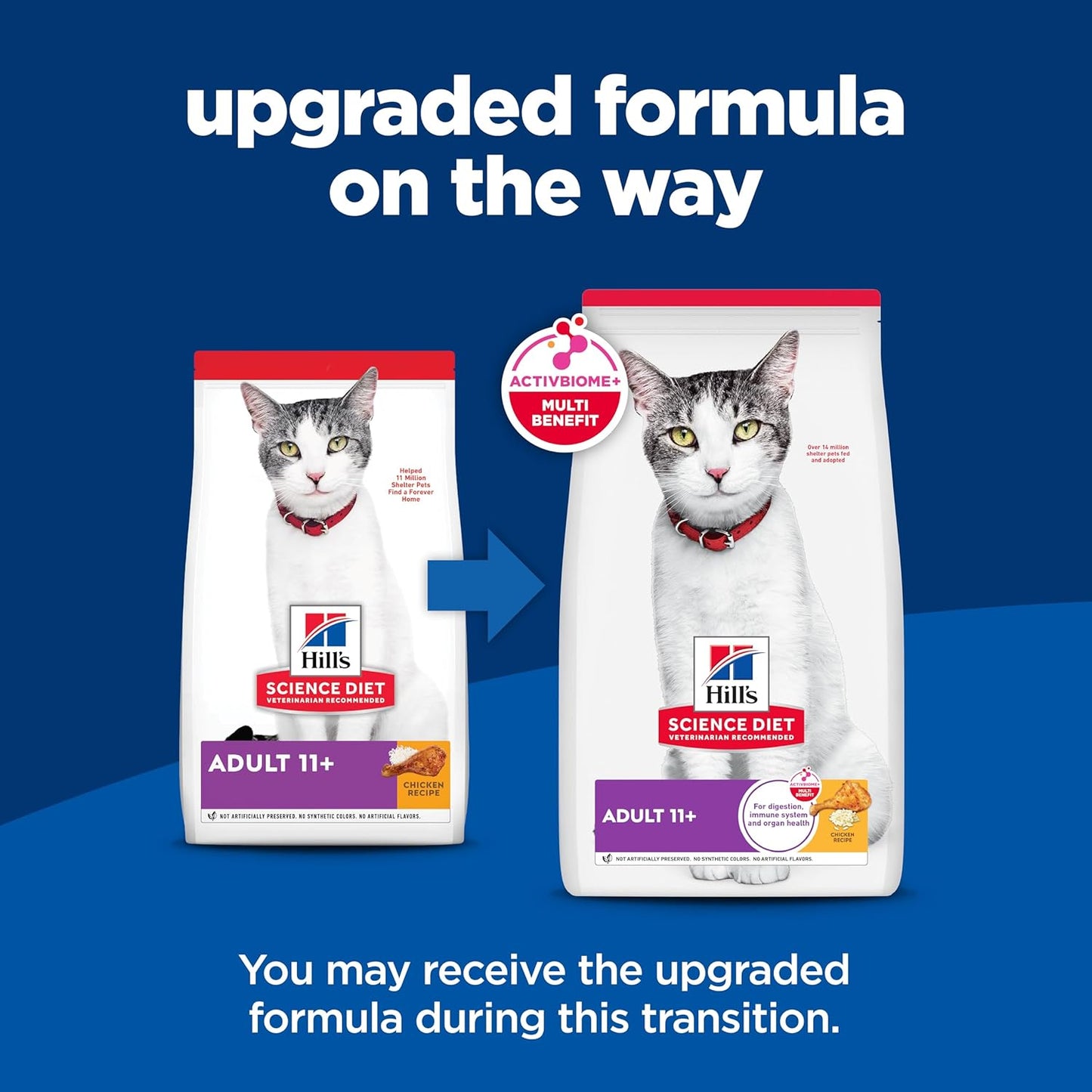 Adult 11+, Senior Adult 11+ Premium Nutrition, Dry Cat Food, Chicken Recipe, 15.5 Lb Bag