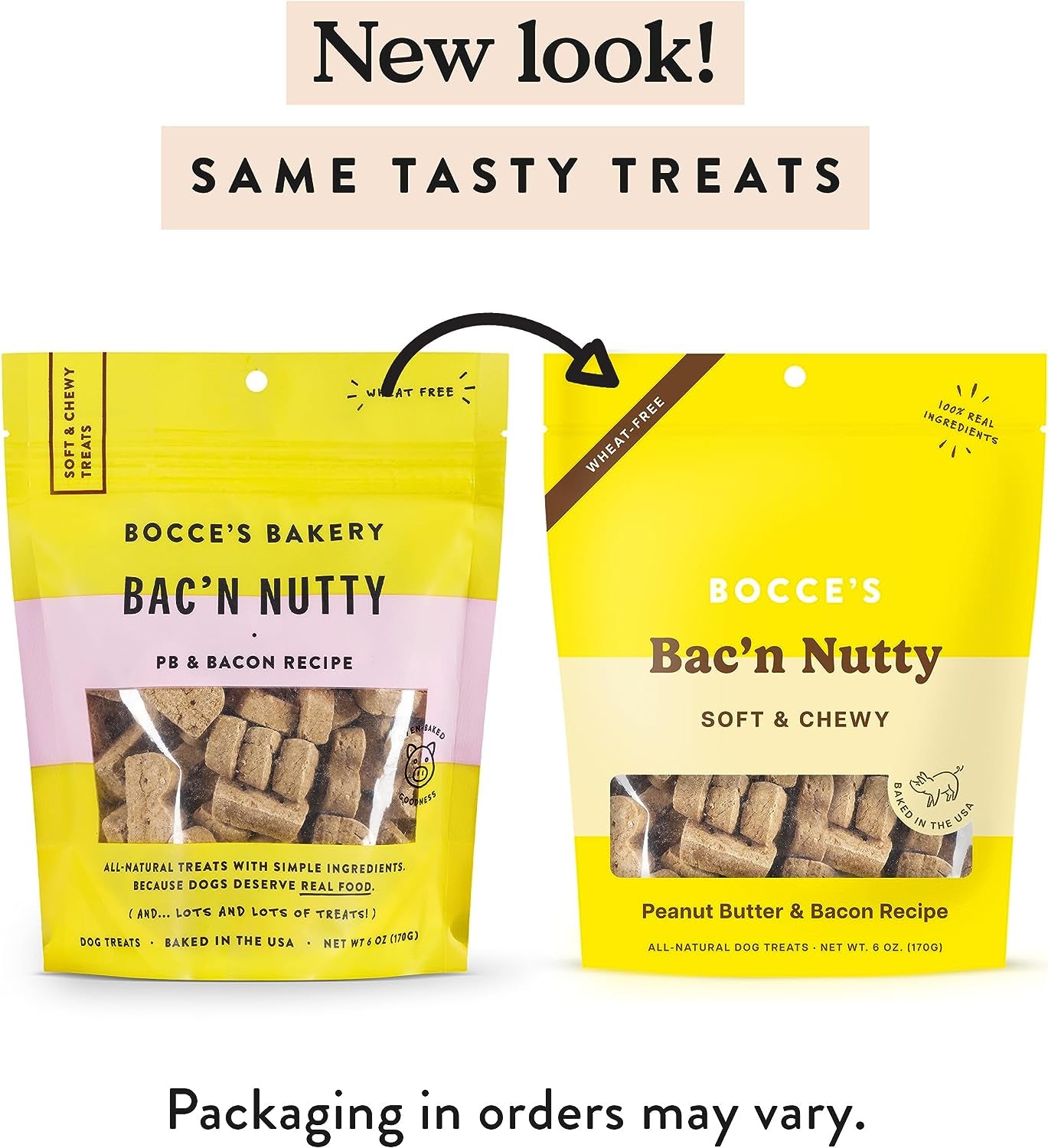 Bac'N Nutty Soft & Chewy Dog Treats, Wheat-Free PB & Bacon Flavored All Natural Limited Ingredient Oven Baked Cookies for Dogs, 6 Oz Bag