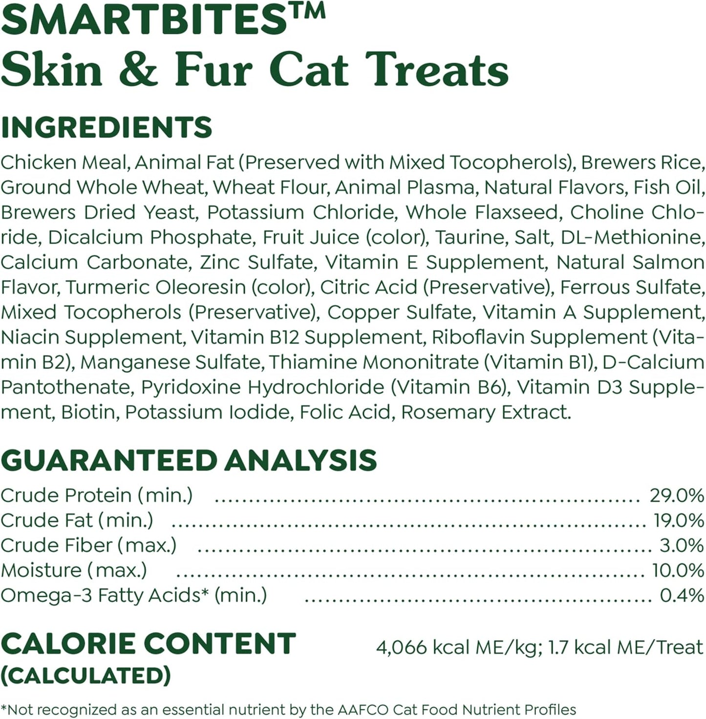 Feline Smartbites Skin & Fur Health Crunchy and Soft Cat Treats, Salmon Flavor, 4.6 Oz. Pack