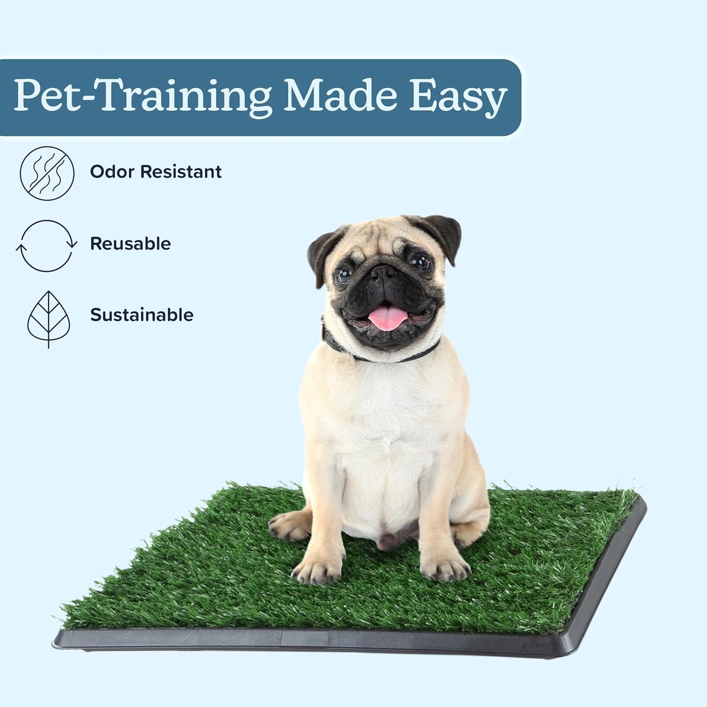 Artificial Grass Puppy Pee Pad for Dogs and Small Pets - 16X20 Inch, Reusable 3-Layer Potty Training Pad with Tray - Dog House and Pet Supplies by