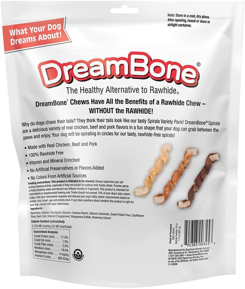 Spirals Variety Pack, No-Rawhide Chews for Dogs, 18 Spiral Chews