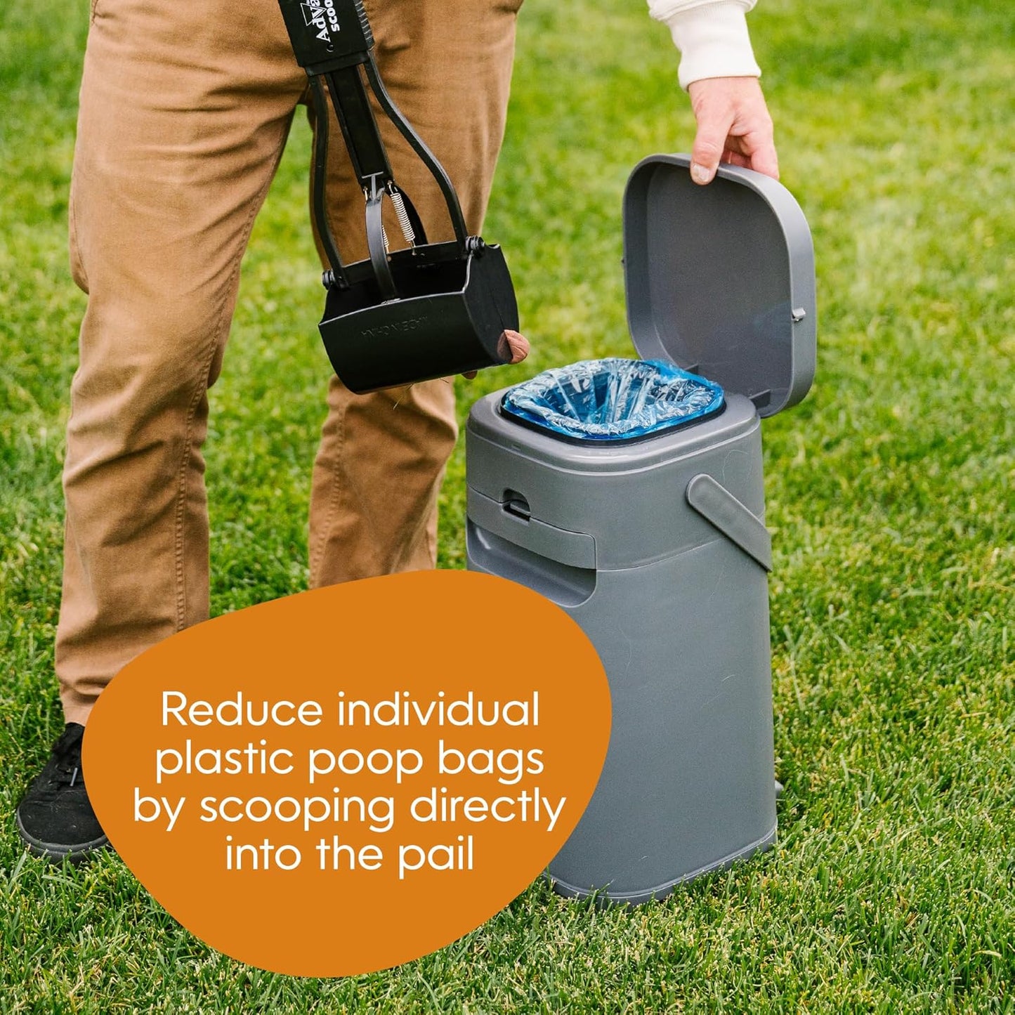 Pail | Dog Waste Disposal System for Outdoor and Indoor Odor Control | Dog Poop Trash Can | Includes 1 Square Refill Bag That Lasts up to 2 Months