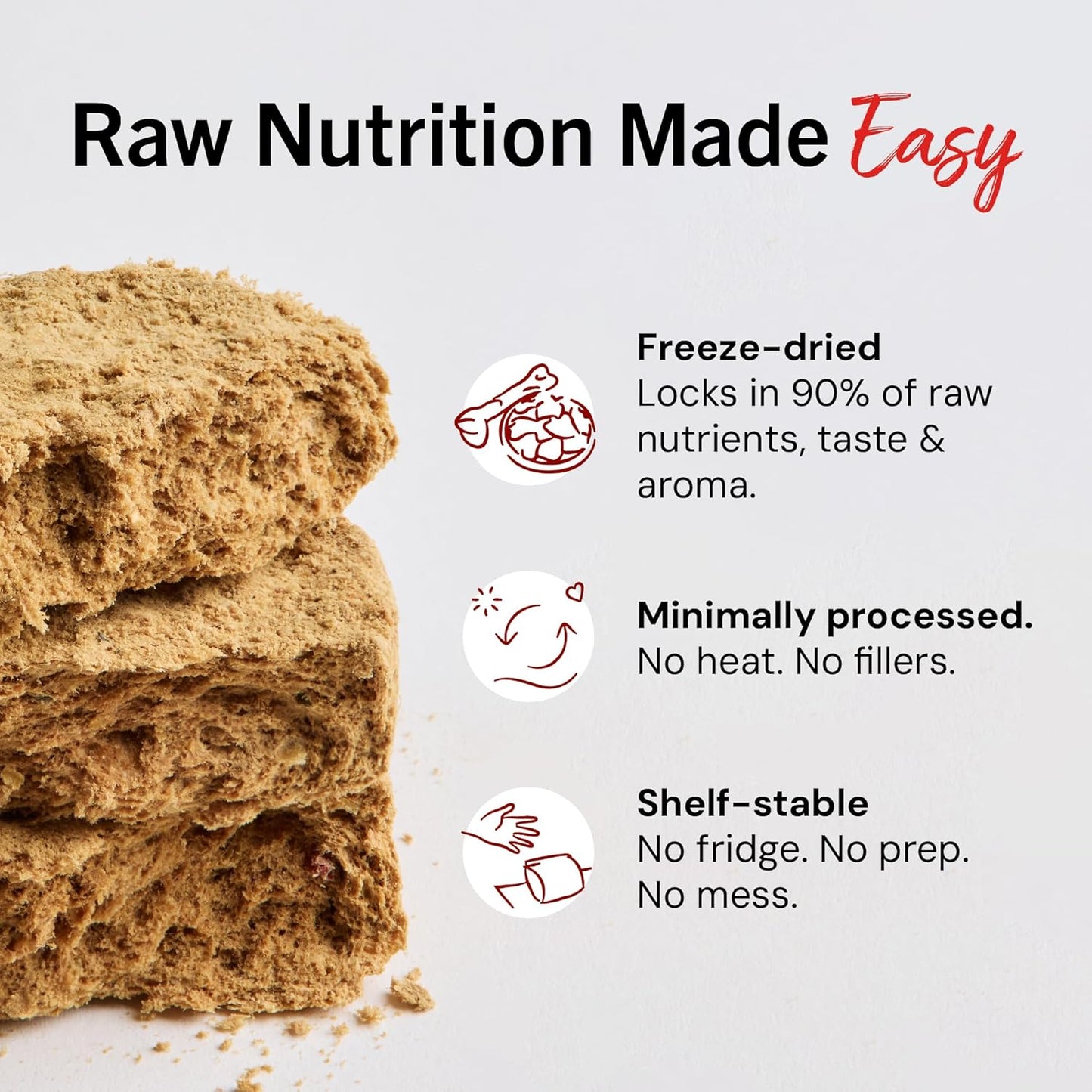 Freeze-Dried Raw Dinner Patties - Beef Recipe - High Protein Grain-Free Puppy & Dog Food - Perfect for Picky Eaters - 25 Oz