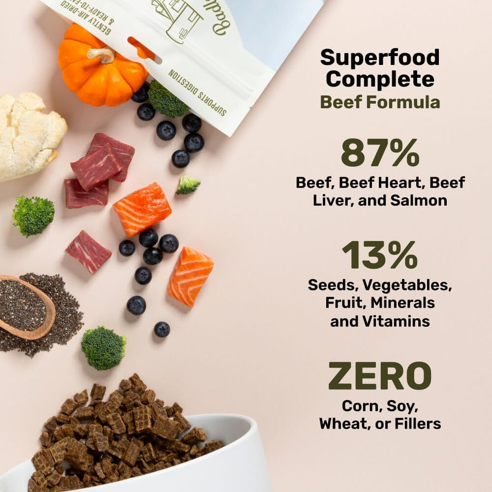 - Superfood Complete, Air-Dried Adult Dog Food - High Protein, Zero Fillers, Superfood Nutrition by Katherine Heigl (64 Oz., Beef Formula)