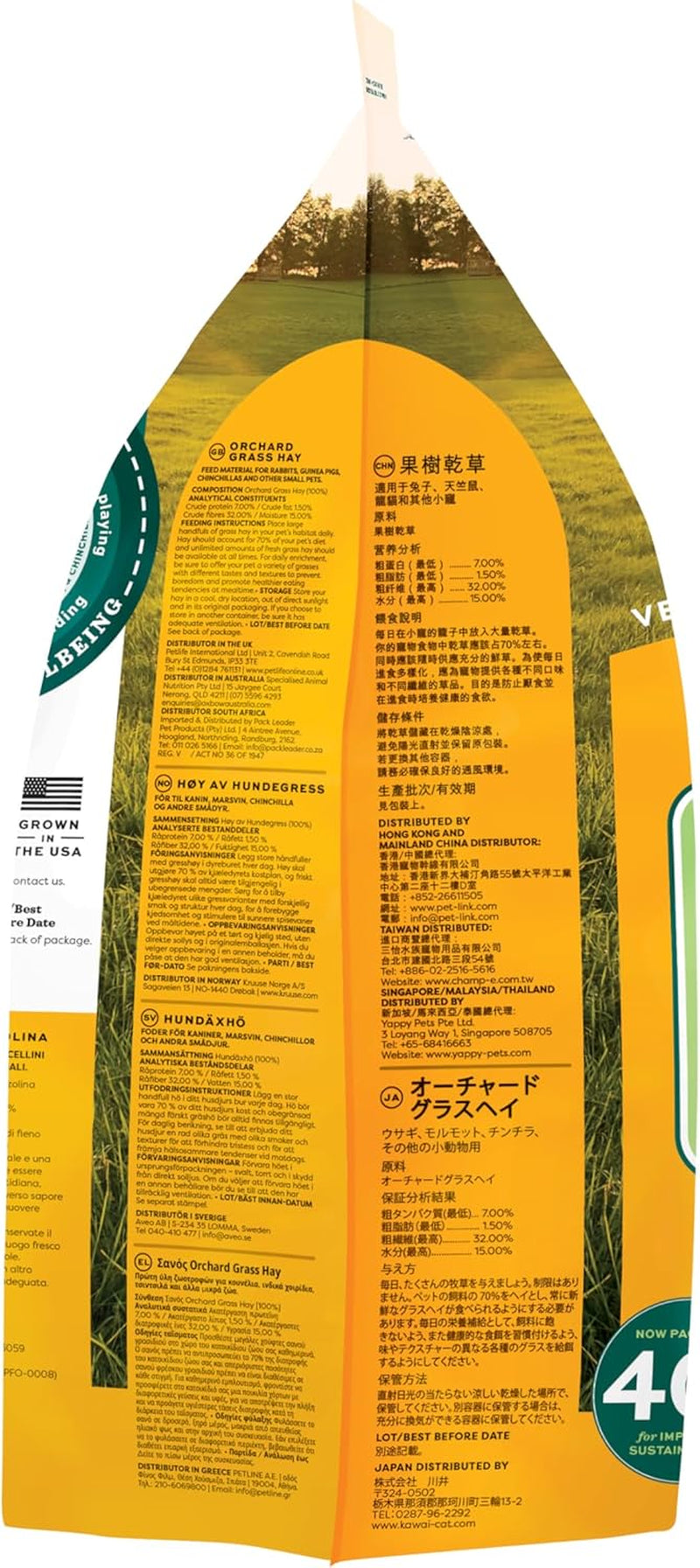 Orchard Grass Hay for Small Pets – All-Natural Long Strand Fiber Hay for Rabbits, Guinea Pigs, Chinchillas, and Hamsters – Supports Digestive Health and Enrichment – 40 Oz Bag