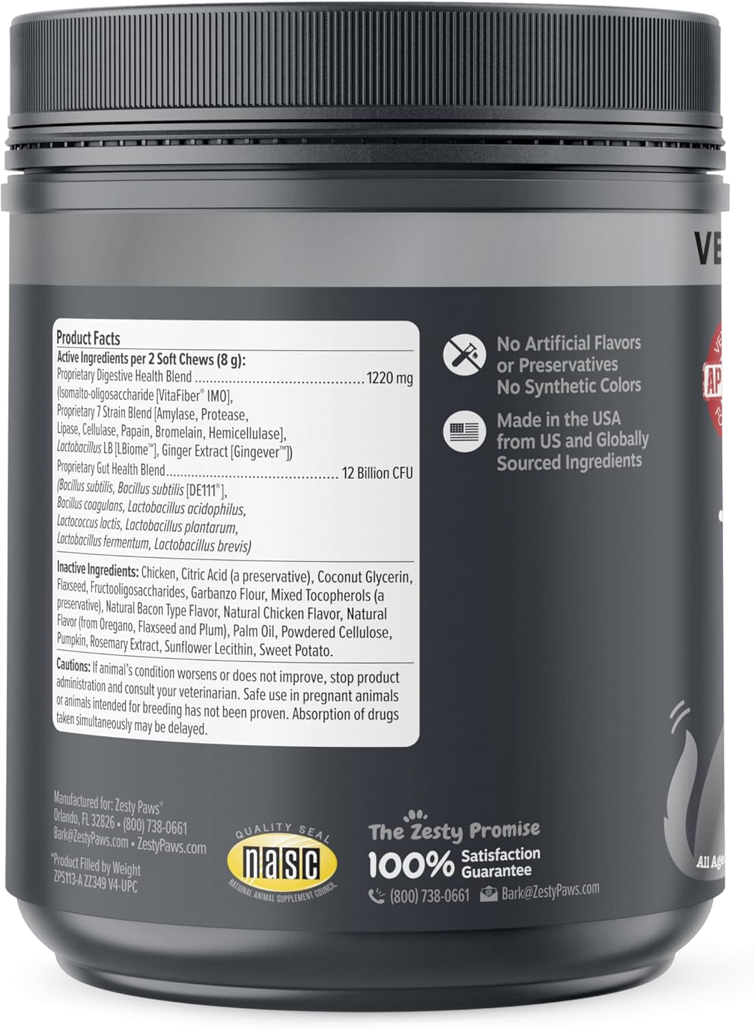 Vet Strength Probiotics for Dogs, Digestive Health & Gut Flora Support, Dog Supplements, 90 Count