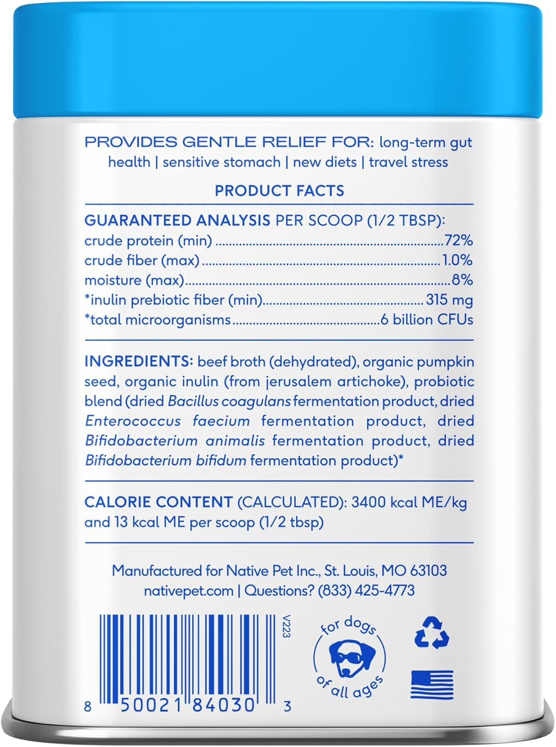 Probiotics for Dogs - Dog Probiotics Powder for Digestive Health, Gut Support, & Immune Boost – Vet-Formulated Powder for Maximum Potency with Digestive Enzymes & Prebiotics - 60 Scoops
