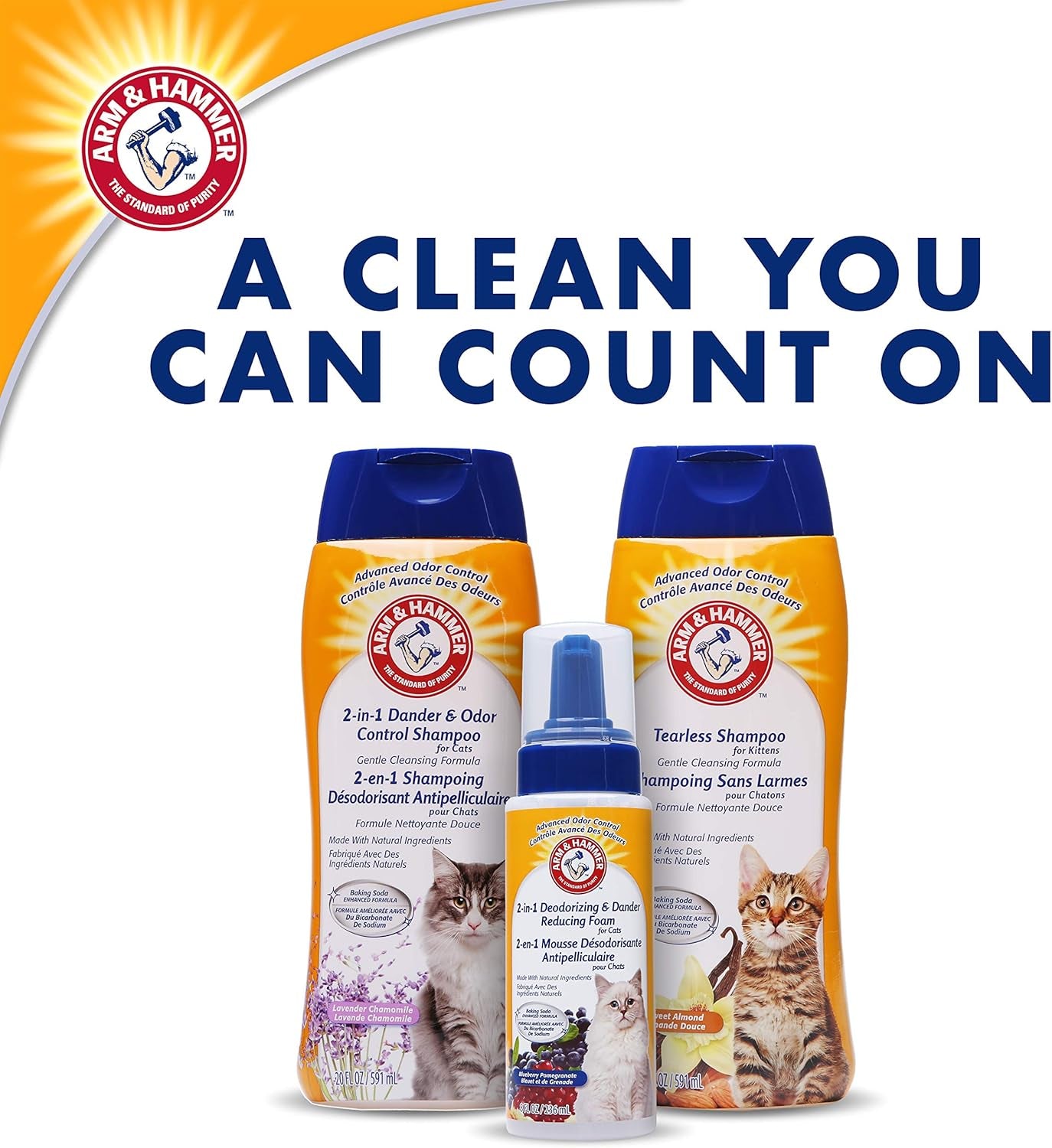 Tearless Kitten Shampoo for Cats Natural Cat Shampoo for Odor Control with Baking Soda, 20 Fl Oz Gentle Cleansing Kitten Shampoo in Sweet Almond Scent (Pack of 1)