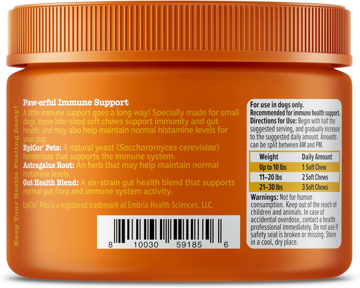 Dog Allergy Relief Chews, Dog Probiotics for Itchy Skin and Ears, Lamb, Mini, 90Ct