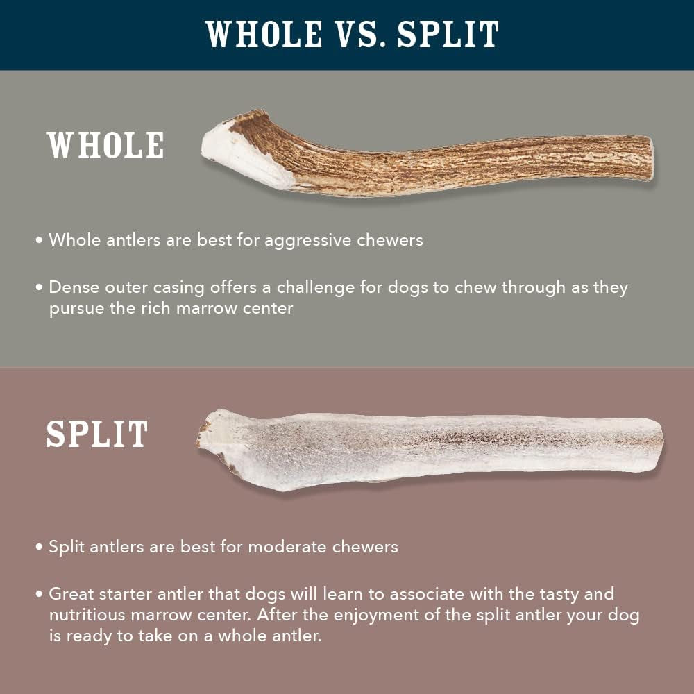 Amazon Brand - Split Elk Antler, Naturally Shed, Long Lasting for Aggressive Chewers, Medium (Best for Dogs 15-30 Lbs)