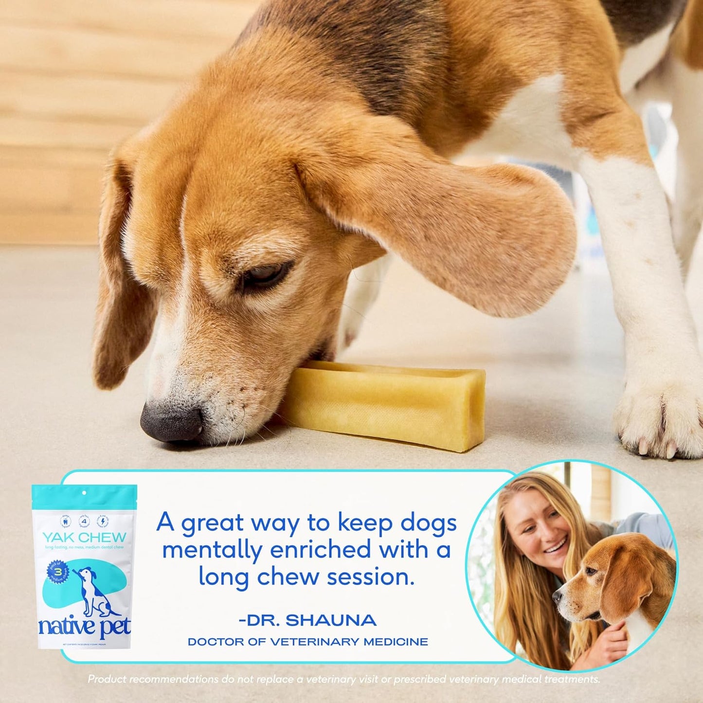 Yak Cheese Himalayan Dog Chews - Long Lasting Dental Sticks for Medium Breeds – 100% All Natural Himalayan Yak Chews for Medium Dogs – Cheese Bone for Aggressive Chewers - 3 per Pack